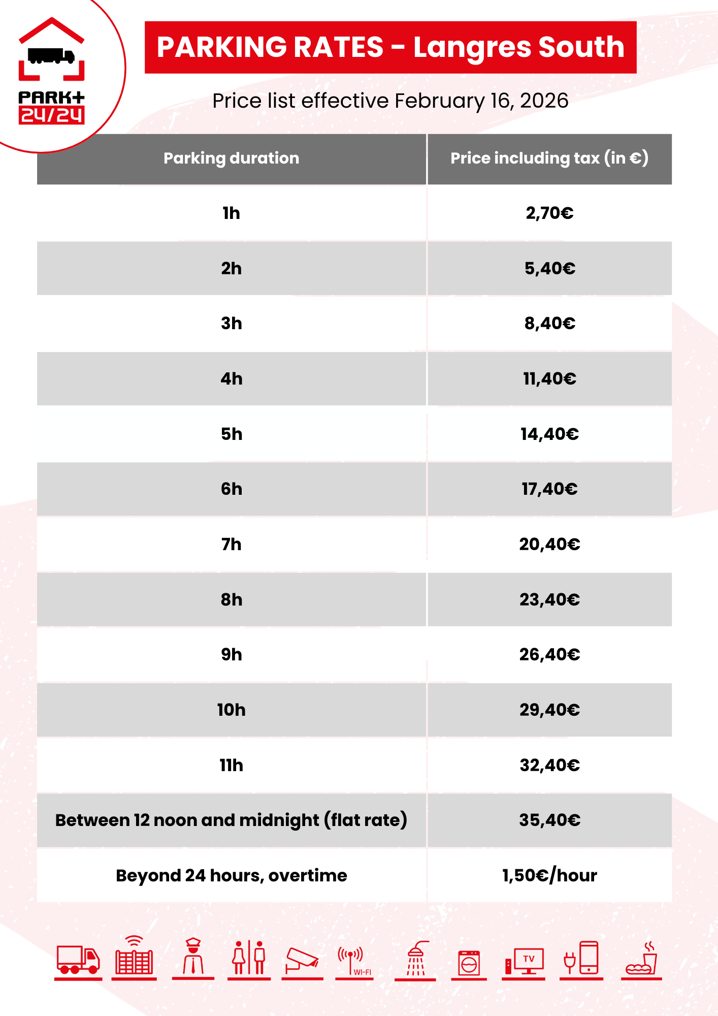 Grille tarifaire Langres