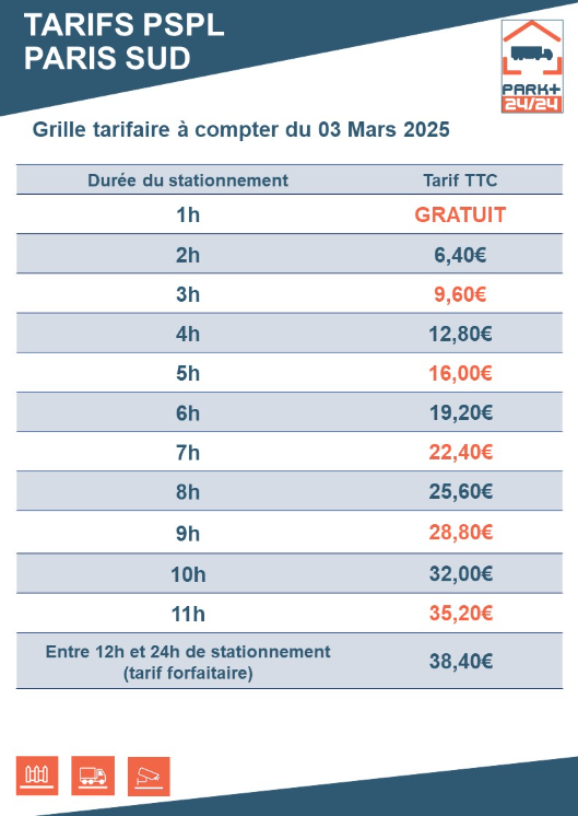 Grille tarifaire Paris