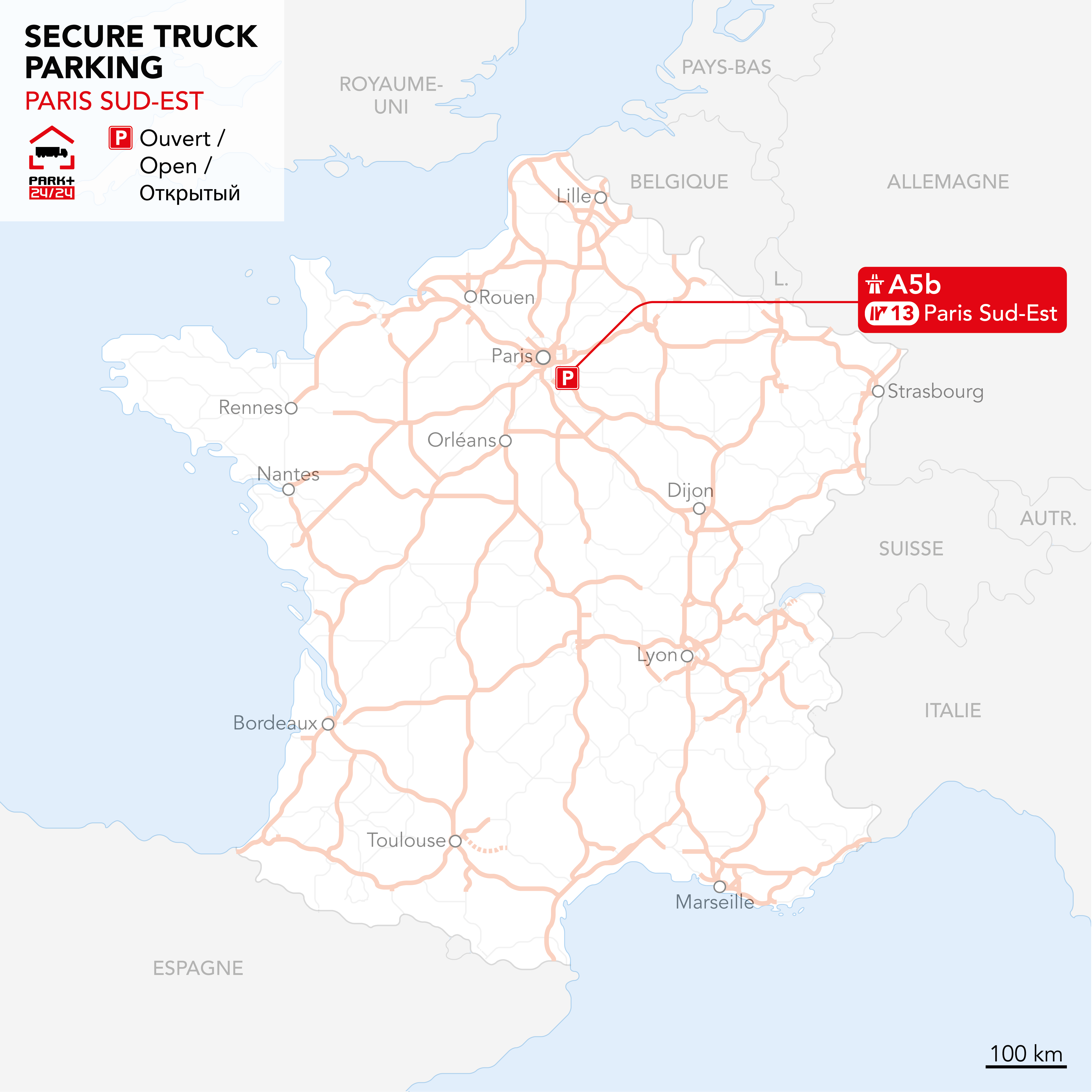 Parking Sécurisé Poids Lourds Paris Sud Est carte
