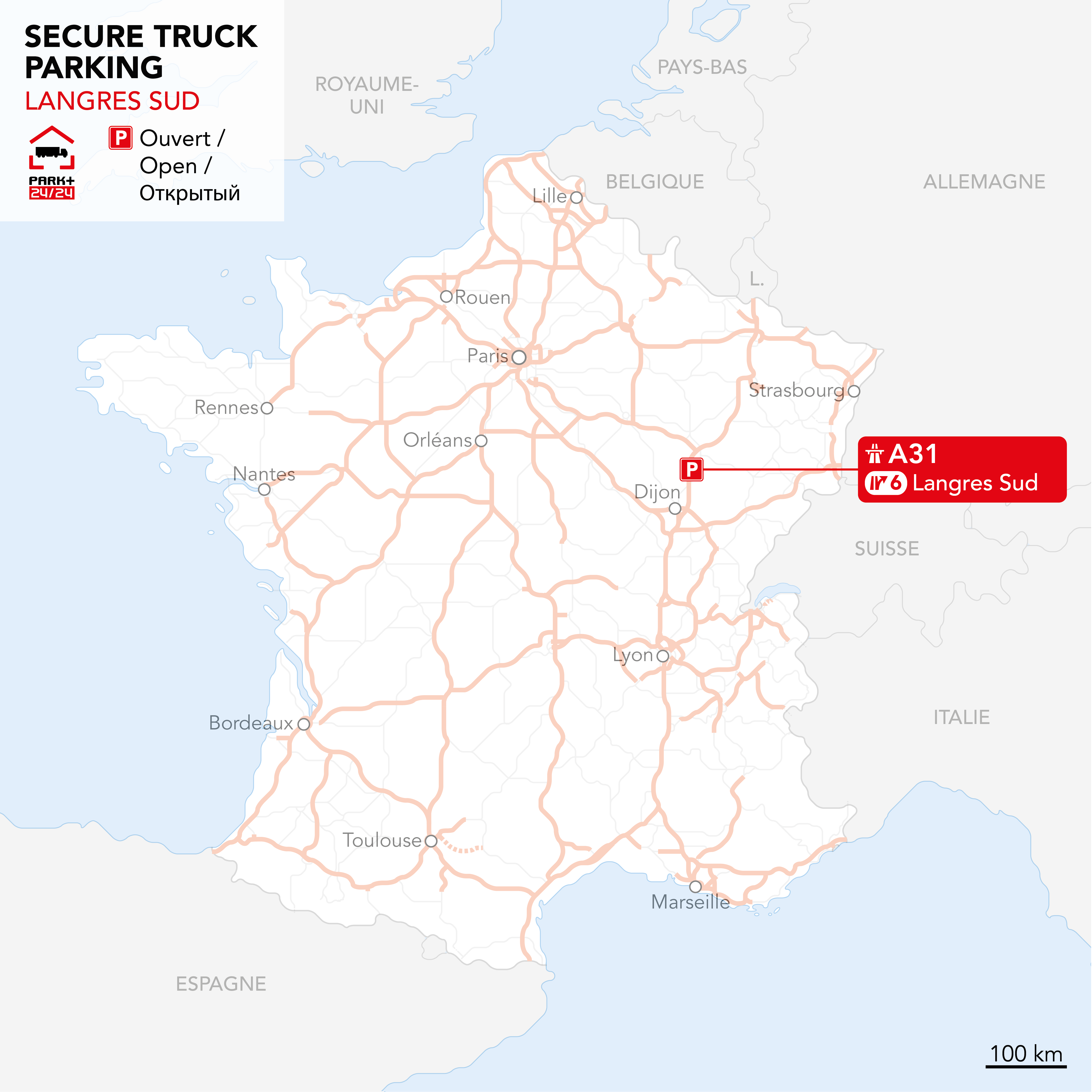 Parking Sécurisé Poids Lourds Langres carte